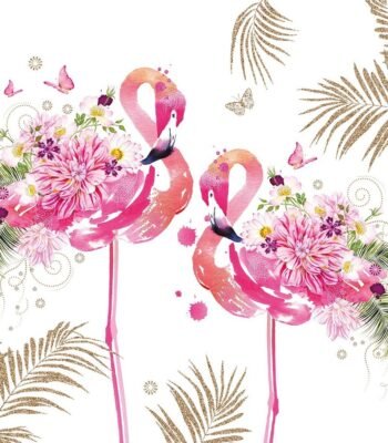 Decoupage Paper Napkins - Floral Flamingos