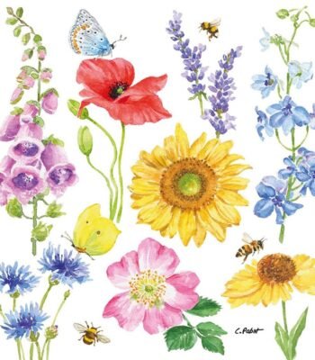 Decoupage Paper Napkins - Flowers & Bees