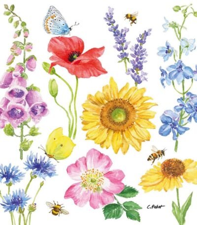 Decoupage Paper Napkins - Flowers & Bees