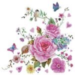Decoupage Paper Napkins - Drawn Roses with Butterflies