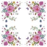 Decoupage Paper Napkins - Drawn Roses with Butterflies