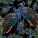 Decoupage Paper Napkins - Embroidered Peacocks with Feathers