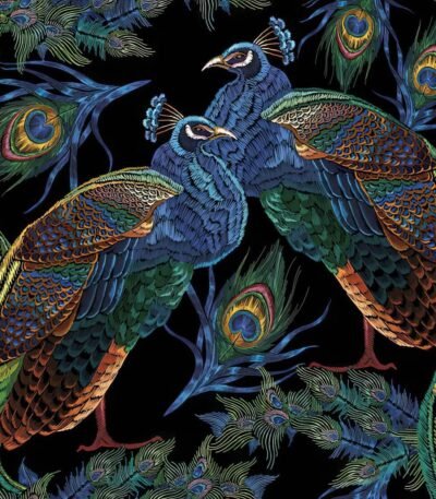 Decoupage Paper Napkins - Embroidered Peacocks with Feathers