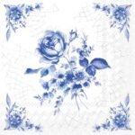 Decoupage Paper Napkins - Rose On Tile White Blue