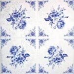 Decoupage Paper Napkins - Rose On Tile White Blue