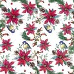 Decoupage Paper Napkins - Bird On Poinsettia White