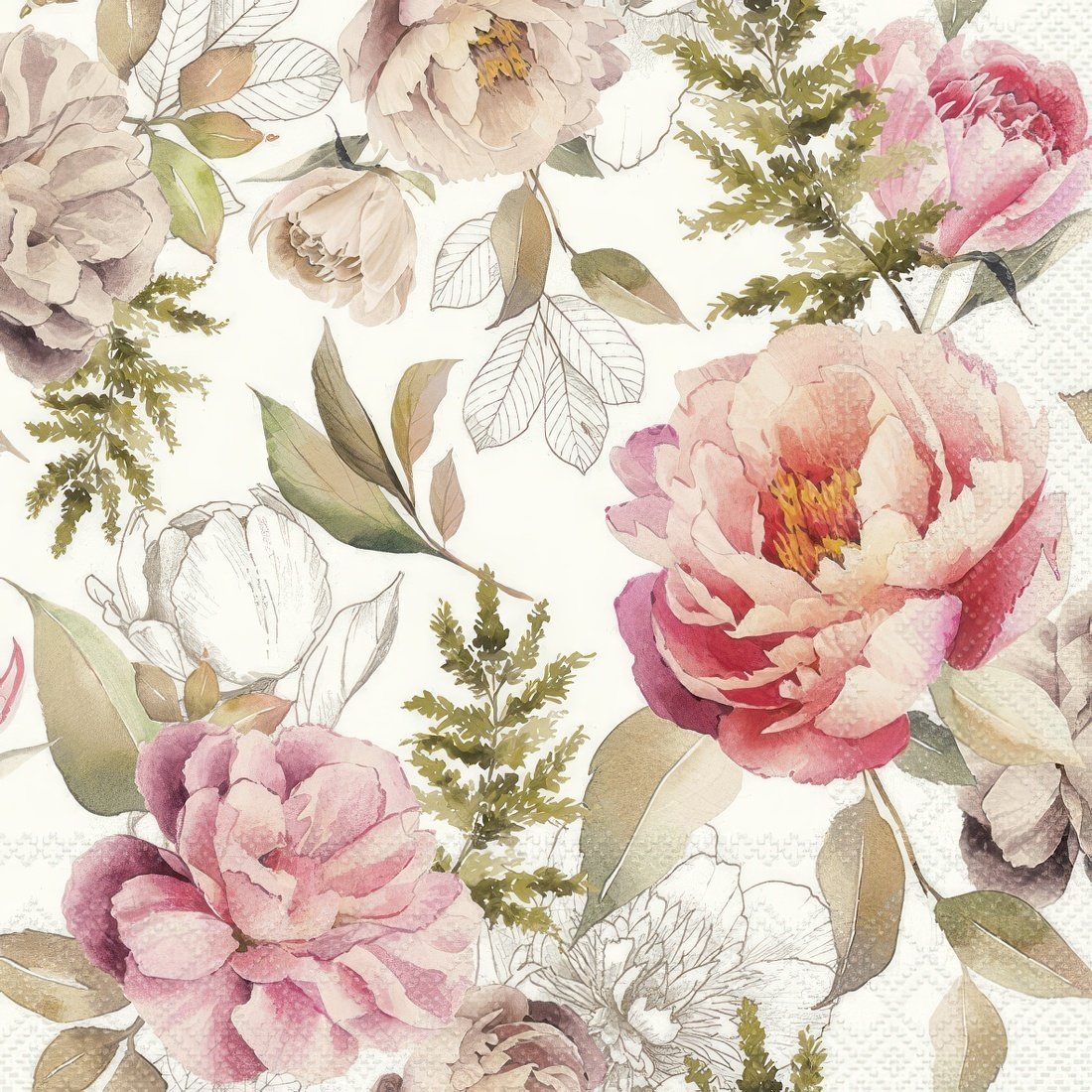 Decoupage Paper Napkins - Peonies Composition - The Tissue Store Decoupage Paper Napkins - Peonies Composition