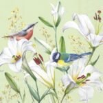 Decoupage Paper Napkins - Birds In Lilies Light Green