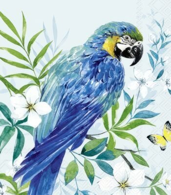 Decoupage Paper Napkins - Parrot Light Blue