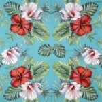 Decoupage Paper Napkins - Hibiscus-Floral-Petrol
