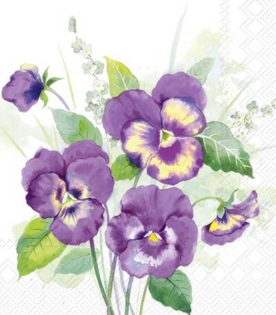 Decoupage Paper Napkins - Pansies Bouquet Purple