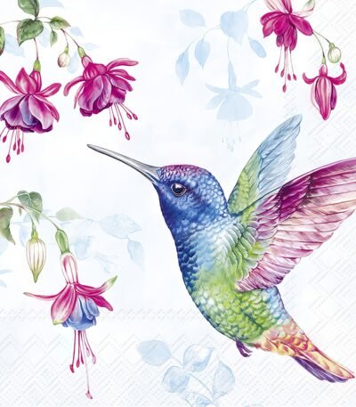 Decoupage Paper Napkins - Hummingbird Light Blue