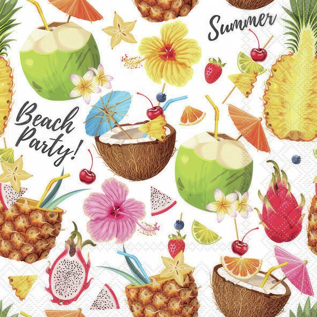 Decoupage Paper Napkins - Beach Party White - The Tissue Store Decoupage Paper Napkins - Beach Party White