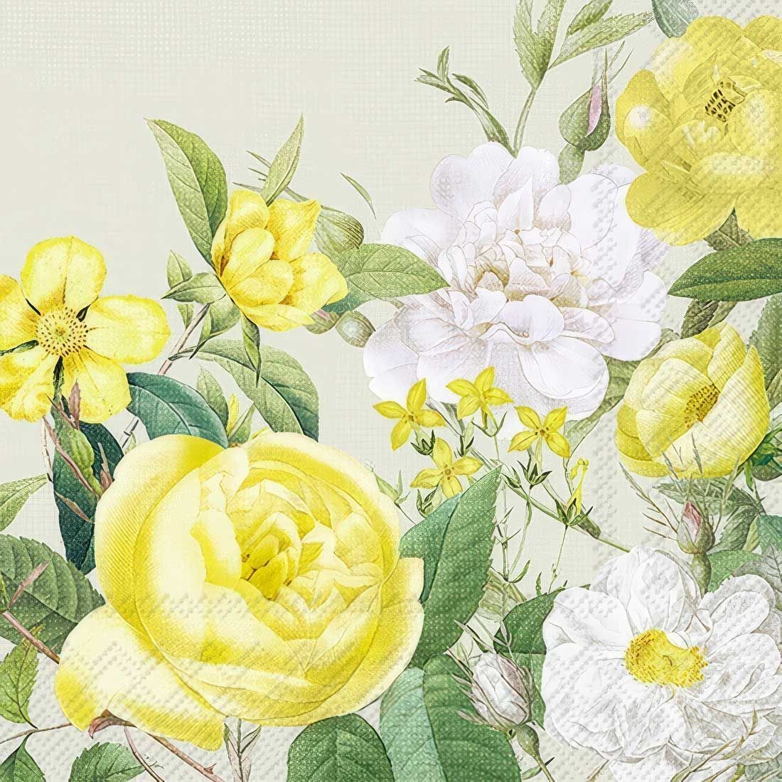 Decoupage Paper Napkins - Yellow Rose Garden Sage - The Tissue Store Decoupage Paper Napkins - Yellow Rose Garden Sage