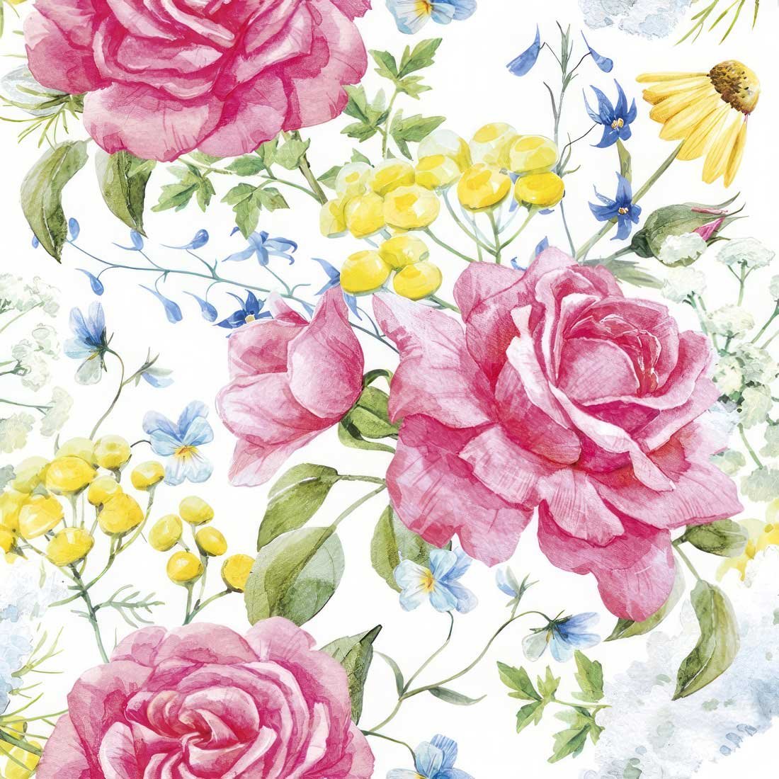 Decoupage Paper Napkins - Roses And Field Flowers - The Tissue Store Decoupage Paper Napkins - Roses And Field Flowers