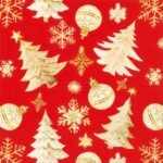 Decoupage Paper Napkins - Golden Christmas Trees Red