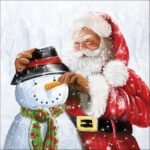 Decoupage Paper Napkins - Santa and Snowman