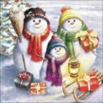 Decoupage Paper Napkins - Snowmen Family