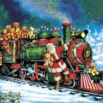 Decoupage Paper Napkins - Santa Teddy Bear Train