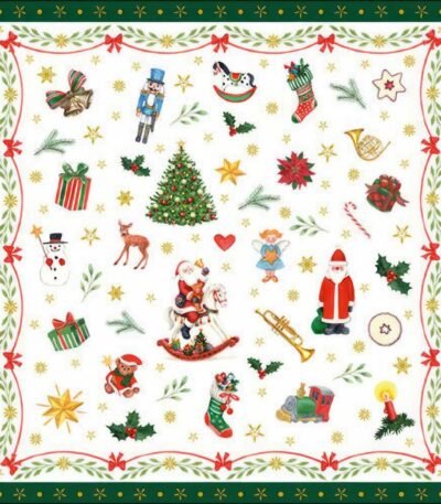 Decoupage Paper Napkins - Ornaments All Over Green