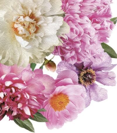 Decoupage Paper Napkins - Blooming Peonies White