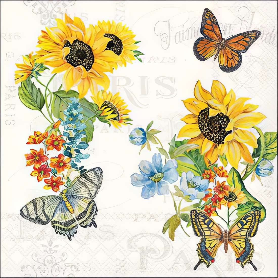 Decoupage Paper Napkins - Charming Sunflowers - The Tissue Store Decoupage Paper Napkins - Charming Sunflowers