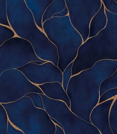 Decoupage Paper Napkins - Blue Marble with Gold Lines