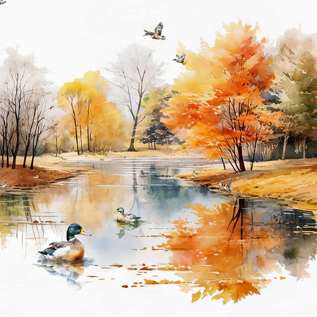 Decoupage Paper Napkins - Mallard Ducks At Autumn Pond - The Tissue Store Decoupage Paper Napkins - Mallard Ducks At Autumn Pond