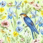 Decoupage Paper Napkins - Spring Blooms Light Green