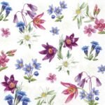 Decoupage Paper Napkins - Alpine Flowers Green