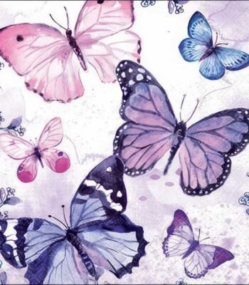 Decoupage Paper Napkins - Fluttering Butterflies Purple