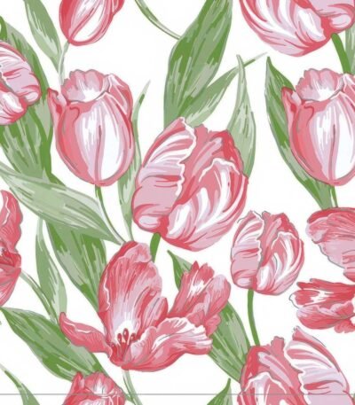 Decoupage Paper Napkins - Pink Tulips Wallpaper