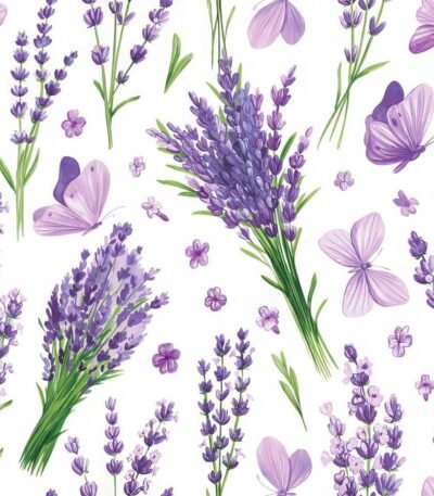 Decoupage Paper Napkins - Lavender With Violet Butterflies