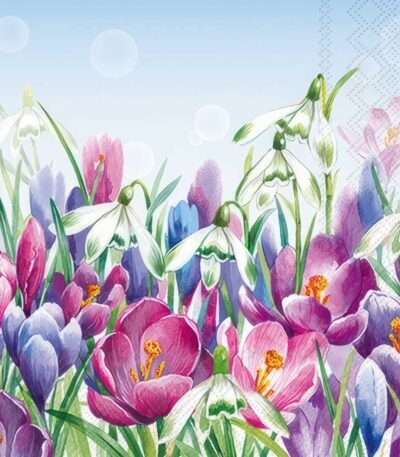 Decoupage Paper Napkins - Crocus Light Blue