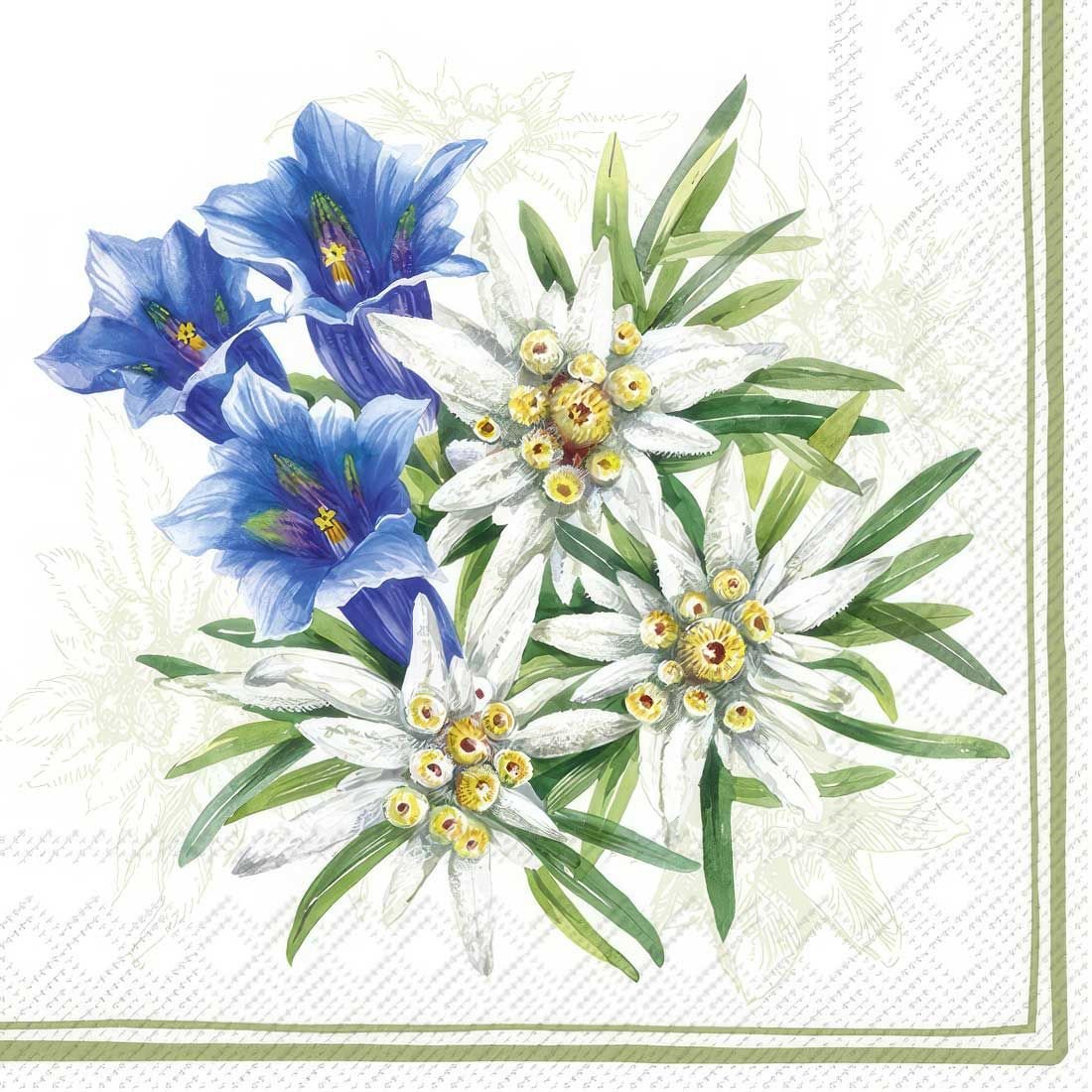 Decoupage Paper Napkins - Gentian And Edelweiss - The Tissue Store Decoupage Paper Napkins - Gentian And Edelweiss