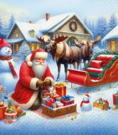 Decoupage Paper Napkins - Holiday Sleigh Preparation