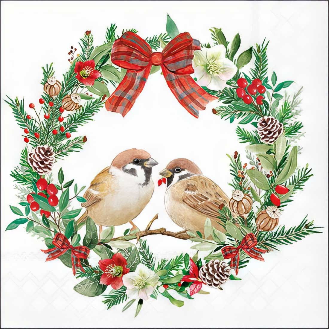 Decoupage Paper Napkins - Sparrows in Wreath - The Tissue Store Decoupage Paper Napkins - Sparrows in Wreath