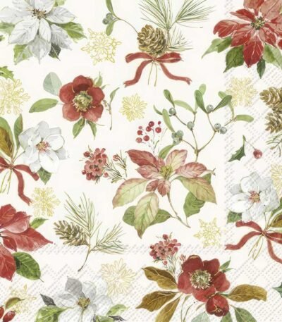 Decoupage Paper Napkins - Poinsettia Flowers