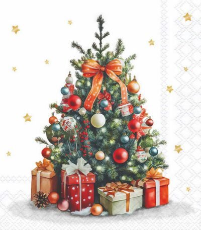 Decoupage Paper Napkins - Decorated Christmas Tree