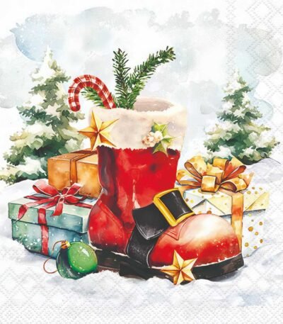 Decoupage Paper Napkins - Santas Boot