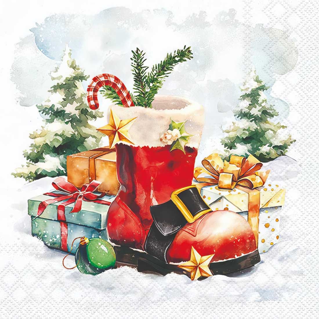Decoupage Paper Napkins - Santas Boot - The Tissue Store Decoupage Paper Napkins - Santas Boot