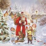 Decoupage Paper Napkins - Santa Bringing Presents