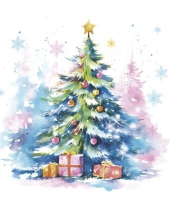 Decoupage Paper Napkins - Watercolour Christmas Tree