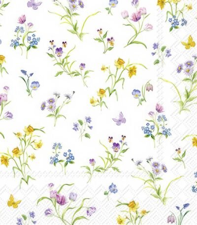 Decoupage Paper Napkins - Easter Flowers White