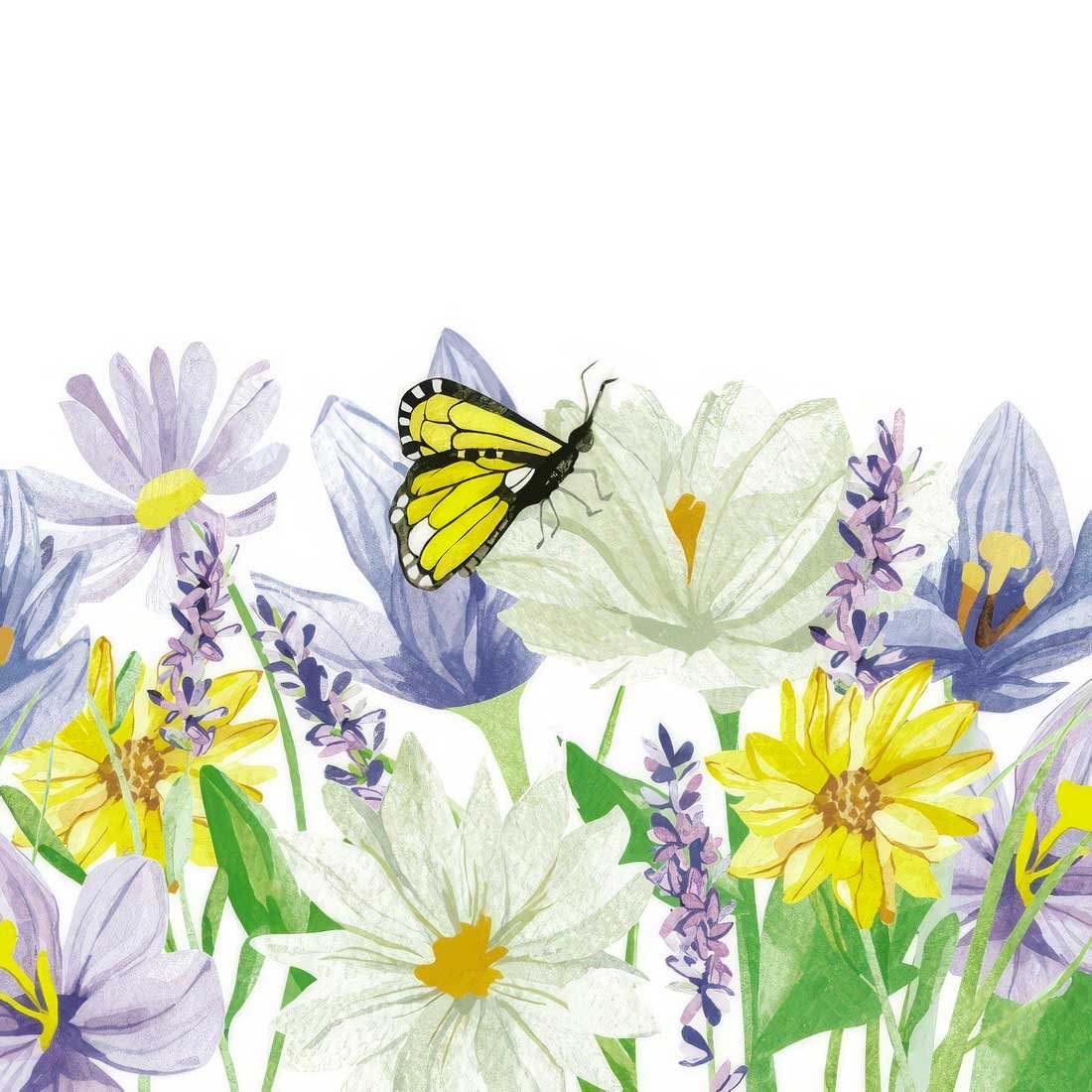 Pastel-Garden-Flowers-with-Butterflies_SDWI-008301_Daisy-Pol-Mak-Collection-topaz Decoupage Paper Napkins - Pastel Garden Flowers with Butterflies - Image 1