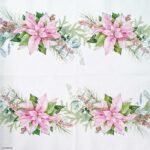 Decoupage Paper Napkins - Pink Poinsettia - Image 2