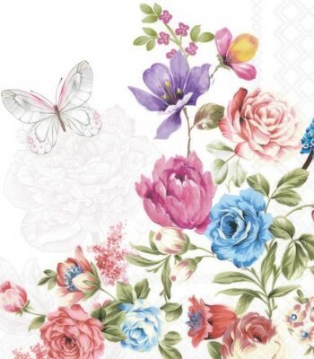 Decoupage paper napkin with Alba floral design and soft artistic pattern