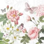 Decoupage paper napkin with Amelia white floral botanical pattern
