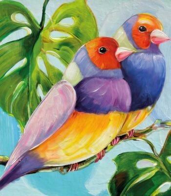 Decoupage paper napkin with tropical plants and exotic botanical illustration