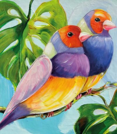 Decoupage paper napkin with tropical plants and exotic botanical illustration